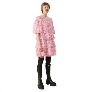 Pink pleated Ganni dress